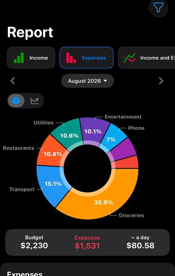 Report: spending structure as a ring with category shares